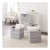 Linon Emmet Storage Bins, Medium Size, Gray Stripes, Pack Of 2 - Image 2