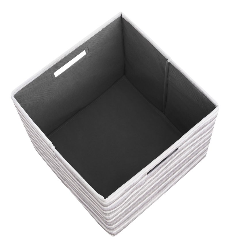 Linon Emmet Storage Bins, Medium Size, Gray Stripes, Pack Of 2 - Image 3