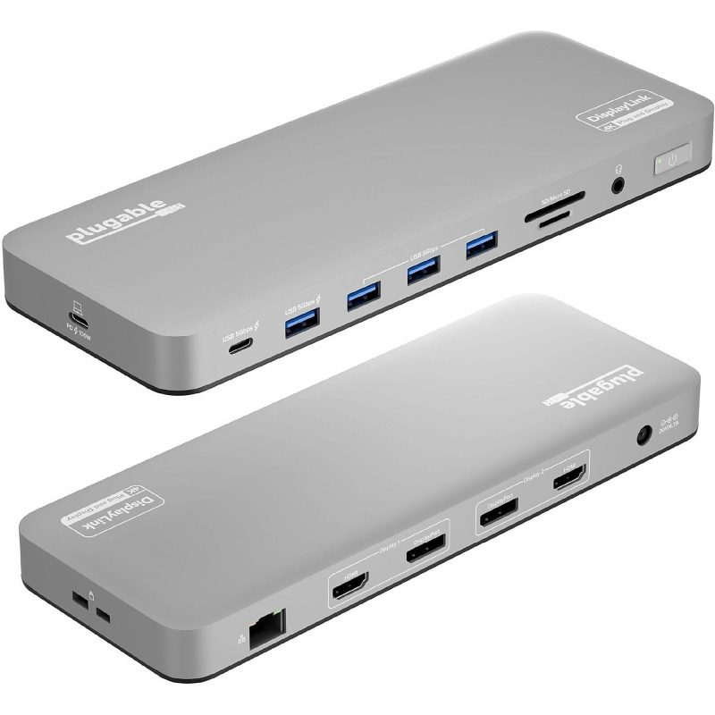 Plugable USB C Laptop Docking Station, Dual Monitor 4K 60Hz for Apple Mac M1/M2/M3, 2x HDMI or 2x DisplayPort - 100W Charging DisplayLink Dock, 2 Displays for MacBook, Driver Required