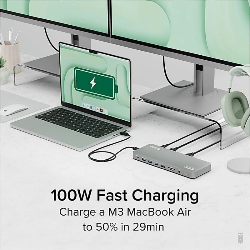 Plugable USB C Laptop Docking Station, Dual Monitor 4K 60Hz for Apple Mac M1/M2/M3, 2x HDMI or 2x DisplayPort - 100W Charging DisplayLink Dock, 2 Displays for MacBook, Driver Required - Image 5