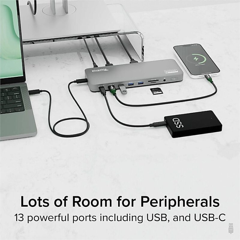 Plugable USB C Laptop Docking Station, Dual Monitor 4K 60Hz for Apple Mac M1/M2/M3, 2x HDMI or 2x DisplayPort - 100W Charging DisplayLink Dock, 2 Displays for MacBook, Driver Required - Image 7