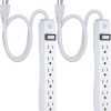 GE 6 Outlet Power Strip 2 Pack, 2' Cord, White, 14833 - Image 2