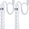 GE 6 Outlet Power Strip 2 Pack, 2' Cord, White, 14833 - Image 3
