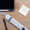 GE 6 Outlet Power Strip 2 Pack, 2' Cord, White, 14833 - Image 7