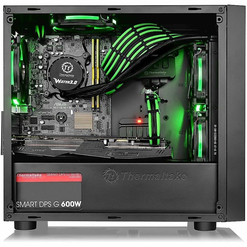 Thermaltake Versa H18 TG Computer Case - Micro Tower - Black, Blue - Tempered Glass, SPCC - 4 x Bay - 1 x 4.72" x Fan(s) Installed - 0 - Micro ATX, Mini ITX Motherboard Supported - 5 x Fan(s) Supported - Image 10