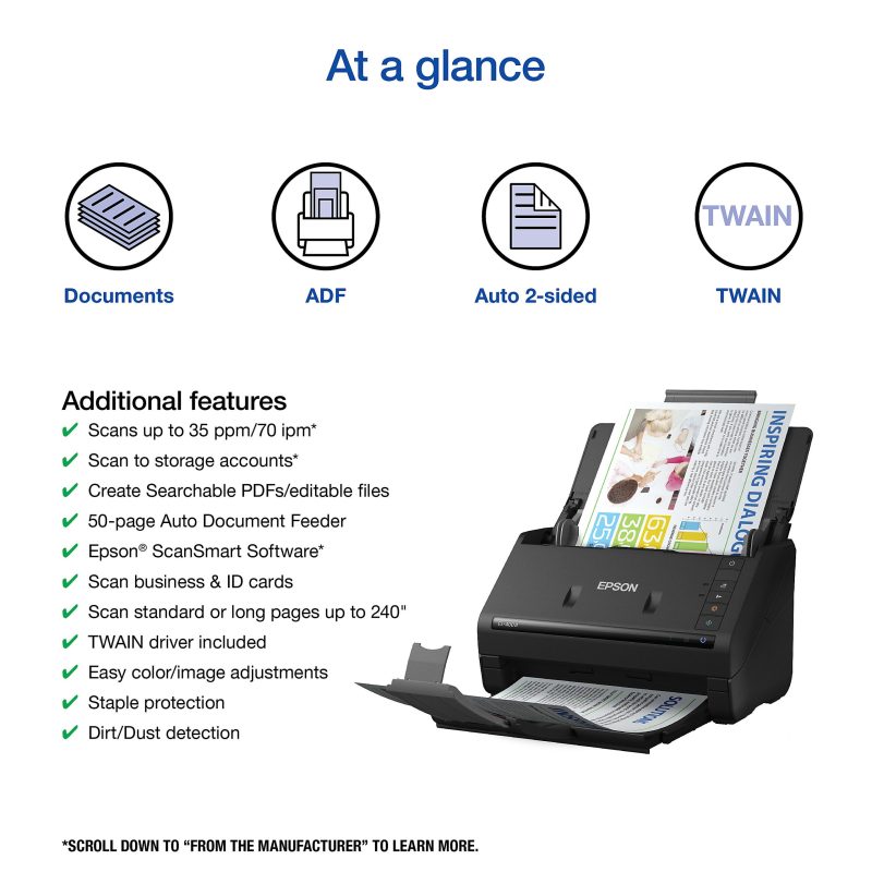 Epson® WorkForce® ES-400 II Duplex Desktop Color Document Scanner with Auto Document Feeder - Image 2