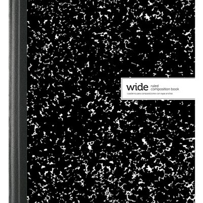 Office Depot® Brand Composition Books, 7-1/2" x 9-3/4", Wide Ruled, 100 Sheets, Black/White, Case Of 24 Notebooks