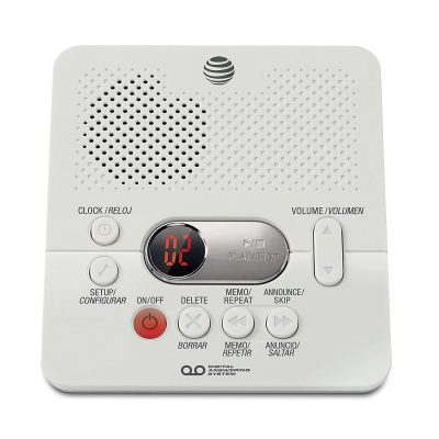 AT&T 1740 Digital Answering System with Time/Day Stamp, White