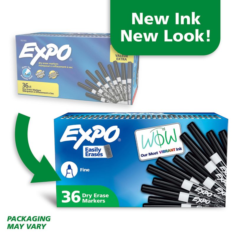 EXPO® Low-Odor Dry-Erase Markers, Fine Point, Black, Pack Of 36 - Image 2