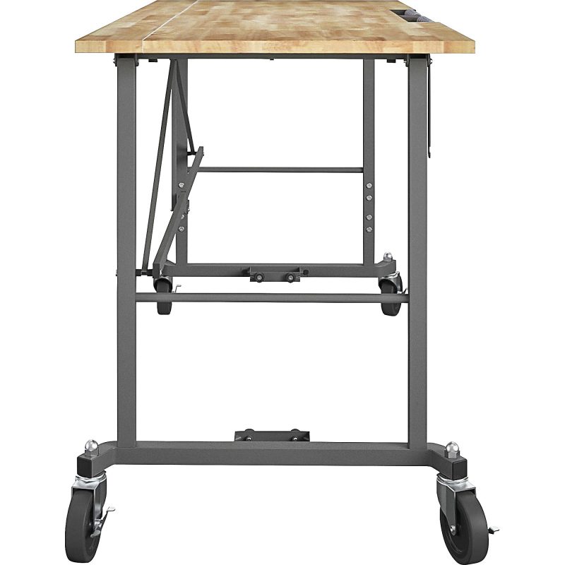 Cosco Smartfold Portable Work Desk Table - Four Leg Base - 4 Legs - 400 lb Capacity x 14.50" Table Top Width x 25.51" Table Top Depth - 55.25" Height - Gray - Steel - Hardwood Top Material - 1 Each - Image 4