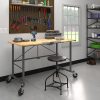 Cosco Smartfold Portable Work Desk Table - Four Leg Base - 4 Legs - 400 lb Capacity x 14.50" Table Top Width x 25.51" Table Top Depth - 55.25" Height - Gray - Steel - Hardwood Top Material - 1 Each - Image 5