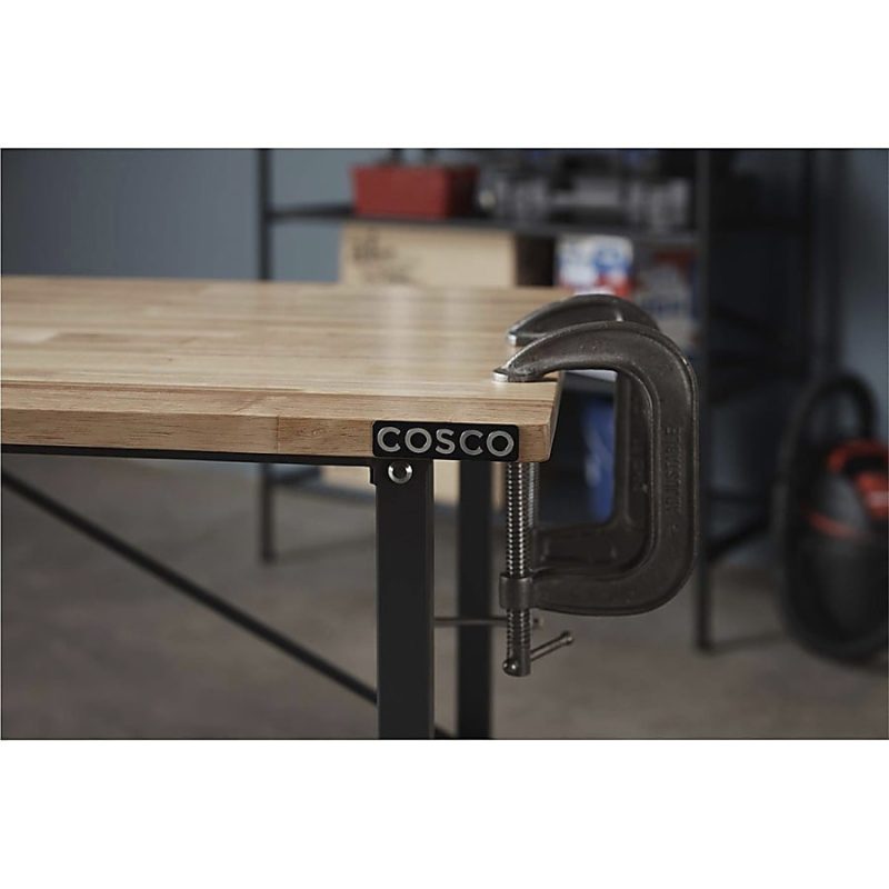 Cosco Smartfold Portable Work Desk Table - Four Leg Base - 4 Legs - 400 lb Capacity x 14.50" Table Top Width x 25.51" Table Top Depth - 55.25" Height - Gray - Steel - Hardwood Top Material - 1 Each - Image 11