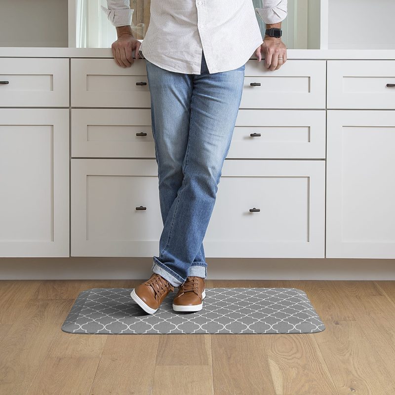GelPro Designer Comfort Polyurethane Anti-Fatigue Mat For Hard Floors, 20” x 32”, Trellis Gray - Image 2