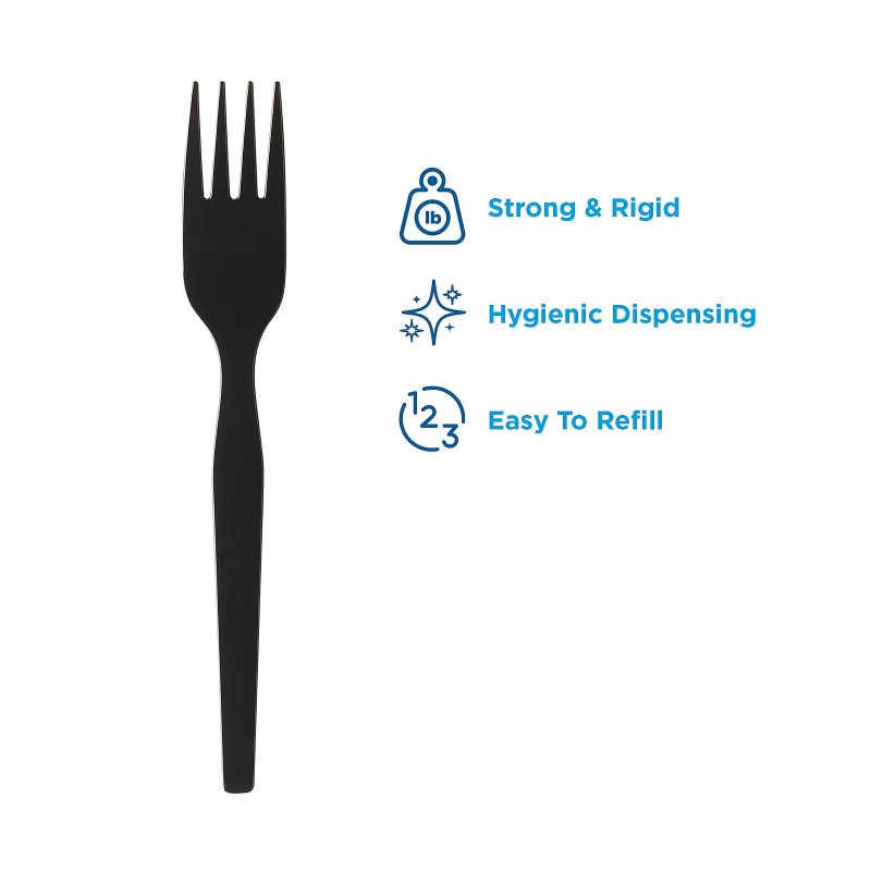 DIXIE® HEAVY-WEIGHT POLYSTYRENE DISPOSABLE PLASTIC FORKS GRAB-N-GO® BY GP PRO (GEORGIA-PACIFIC), BLACK, 10 PACKS PER CASE - Image 2