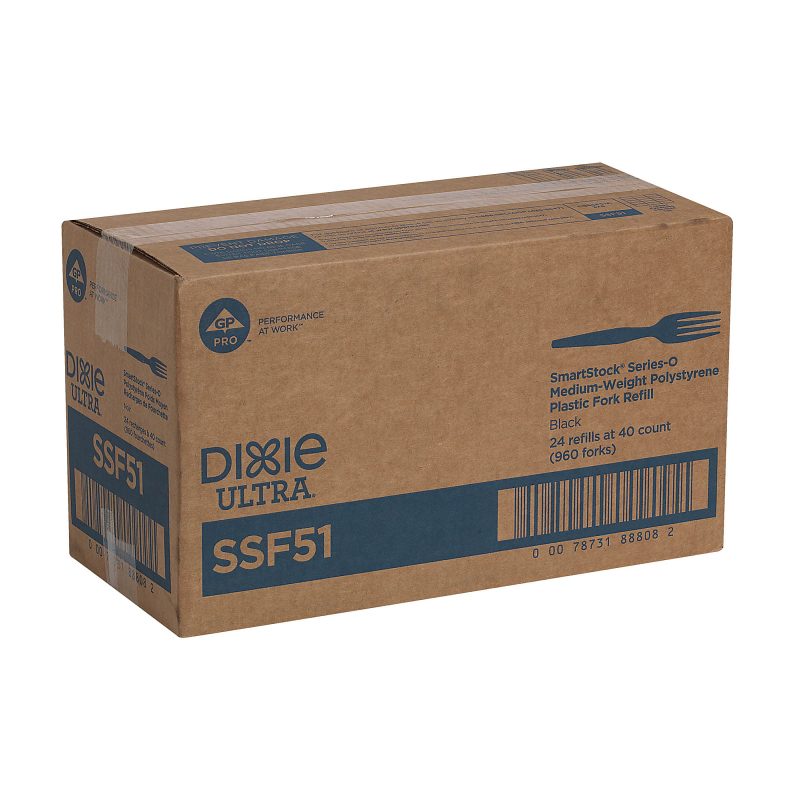 DIXIE® HEAVY-WEIGHT POLYSTYRENE DISPOSABLE PLASTIC FORKS GRAB-N-GO® BY GP PRO (GEORGIA-PACIFIC), BLACK, 10 PACKS PER CASE - Image 4
