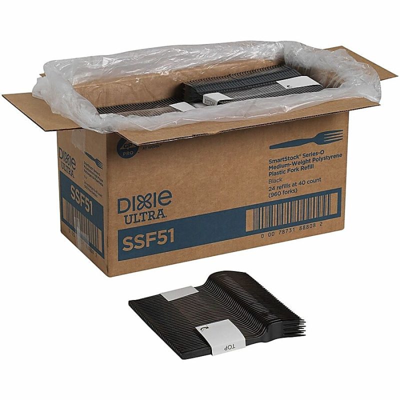 DIXIE® HEAVY-WEIGHT POLYSTYRENE DISPOSABLE PLASTIC FORKS GRAB-N-GO® BY GP PRO (GEORGIA-PACIFIC), BLACK, 10 PACKS PER CASE - Image 8