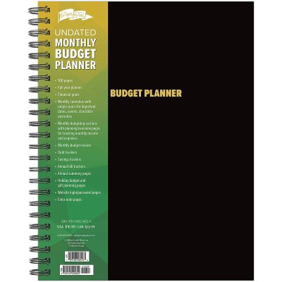 Willow Creek Press 12-Month Undated Budget/Finance Monthly Tracker Planner, 8-1/2" x 11", Black