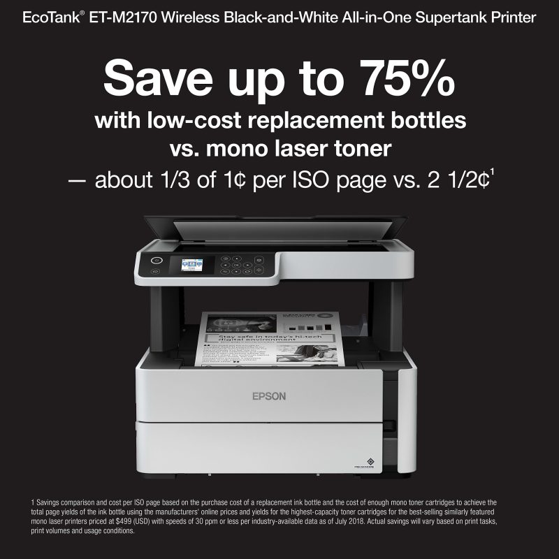 Epson® EcoTank® ET-M2170 SuperTank® Wireless All-In-One Monochrome Printer - Image 2