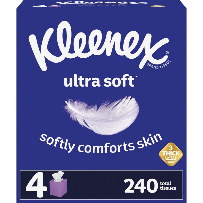 Kleenex® Ultra Soft 3-Ply Unscented Tissues, 8-1/4" x 8-7/16", 65 Per Box, Pack Of 4 Boxes - Image 2