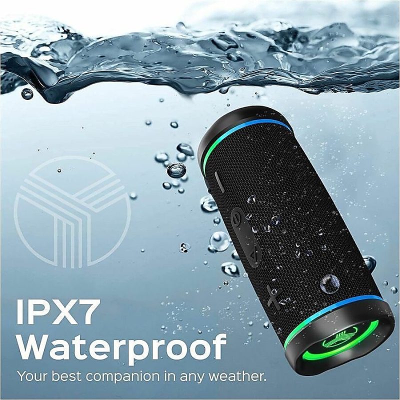 TREBLAB HD77 - Wireless Bluetooth Speaker - 30W Stereo, 20H Battery, IPX7 Waterproof, TWS Mode, Portable Speaker with RGB Light and Shockproof Body - 50 Hz to 20 kHz - Surround Sound, 360° Circle Sound, TrueWireless Stereo - Battery Rechargeable - Image 2