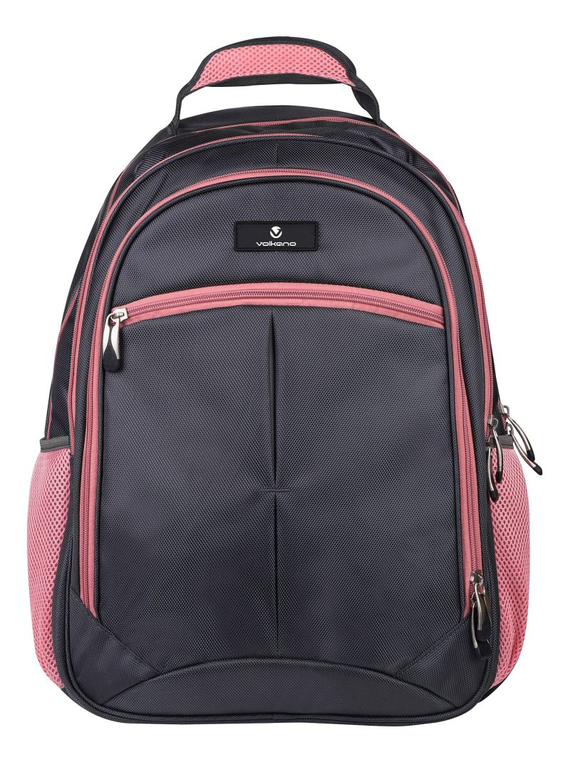 Volkano Orthopedic Backpack With 15.6" Laptop Compartment, Gray/Pink