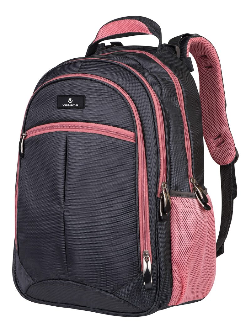 Volkano Orthopedic Backpack With 15.6" Laptop Compartment, Gray/Pink - Image 2