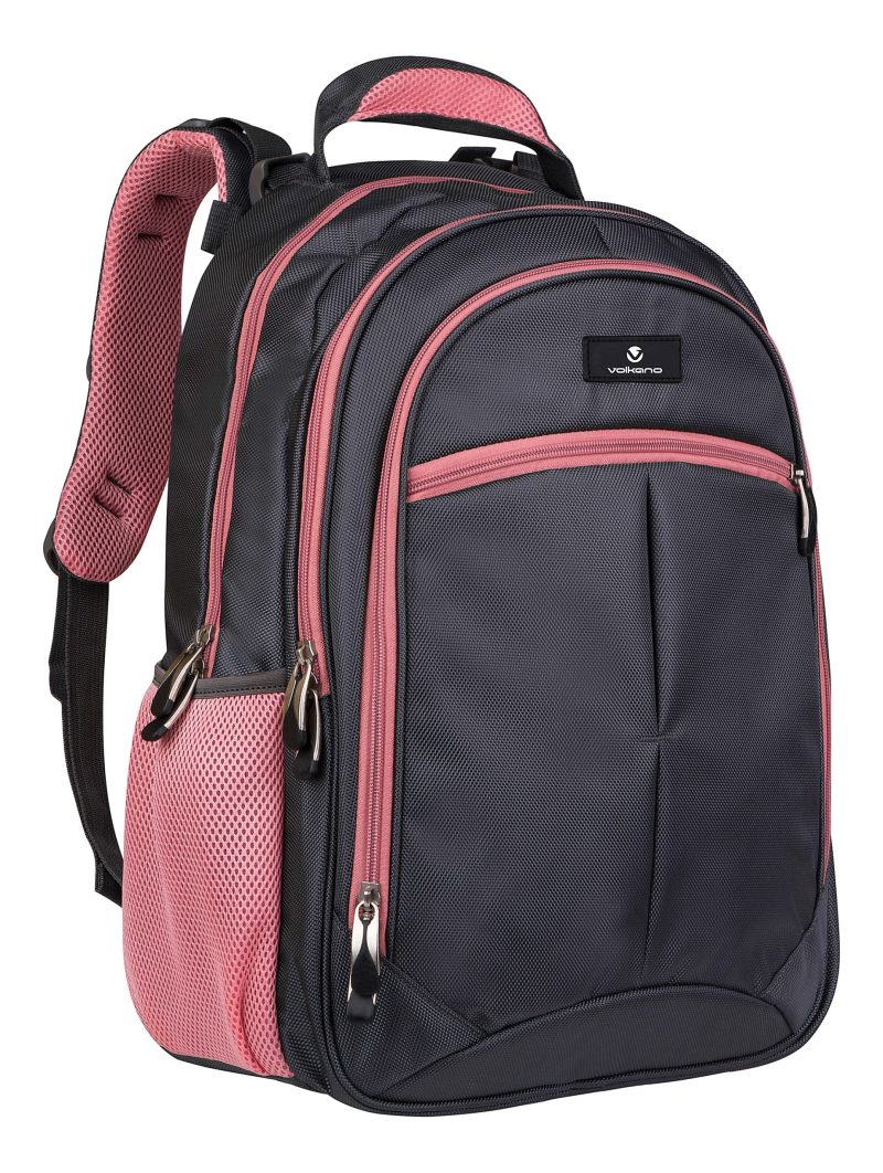 Volkano Orthopedic Backpack With 15.6" Laptop Compartment, Gray/Pink - Image 3