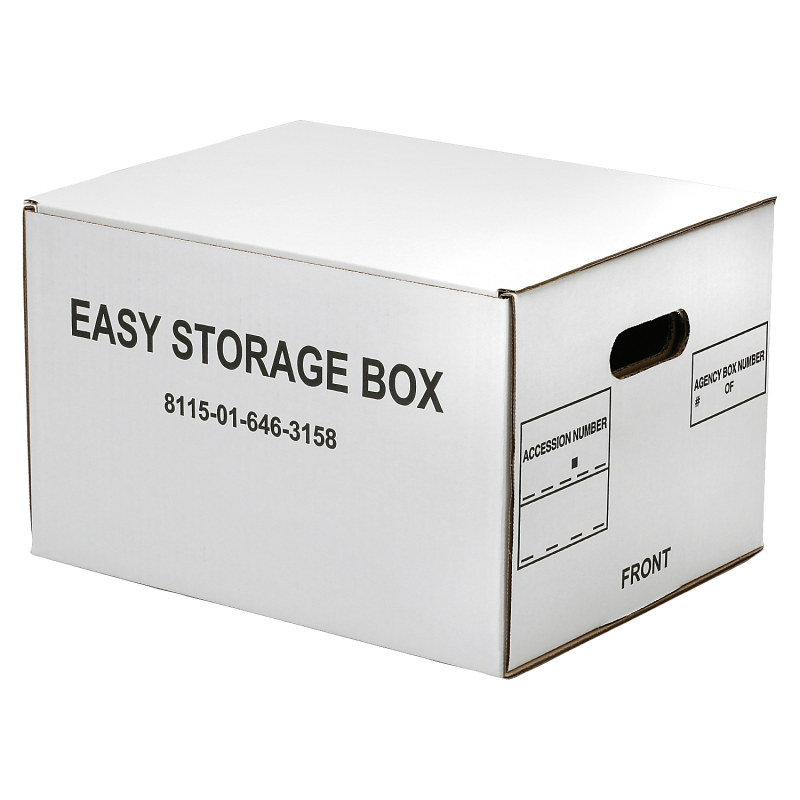 SKILCRAFT® Easy Storage Boxes With Lift-Off Lids, Letter/Legal Size, 12" x 12" x 9 1/2", White, Case Of 12 (AbilityOne 8115 01 646 3158)