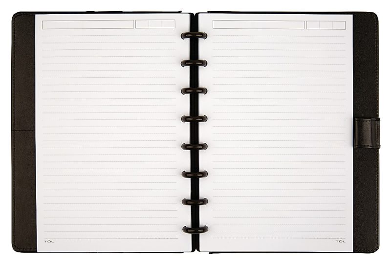 TUL® Discbound Notebook With Leather Cover, Junior Size, Narrow Ruled, 60 Sheets, Black - Image 2