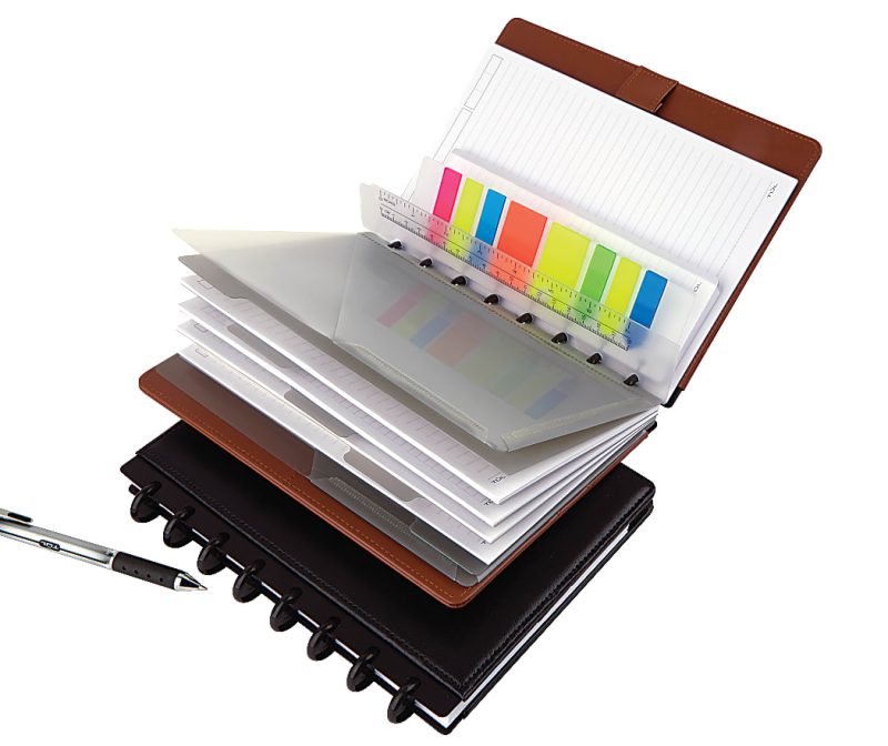TUL® Discbound Notebook With Leather Cover, Junior Size, Narrow Ruled, 60 Sheets, Black - Image 6