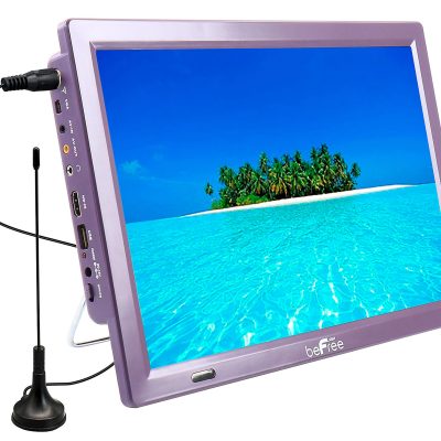 BeFree Sound 14" LED Portable Television With Wired Earbuds, Purple, 995116945M
