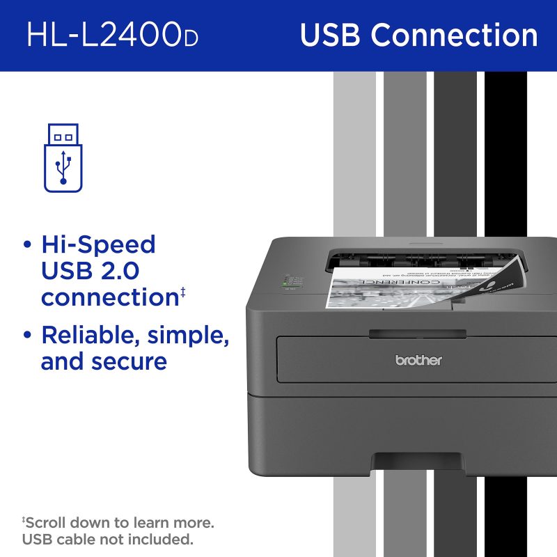 Brother HL-L2400D Compact Monochrome Laser Printer, Duplex, USB-Connected, Black & White - Image 7