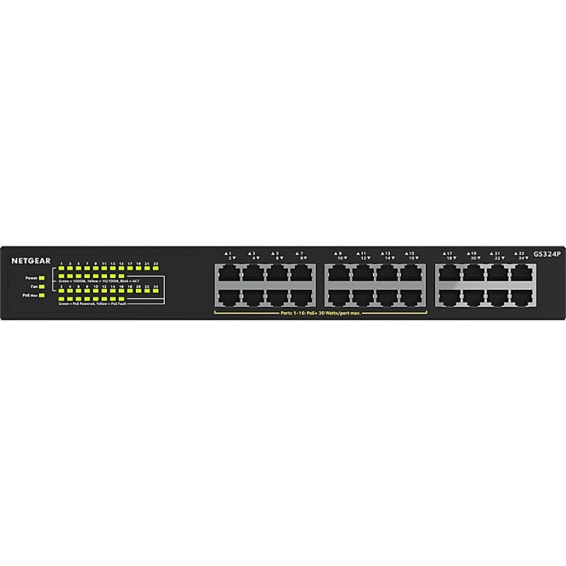 Netgear GS324P Ethernet Switch - 24 Ports - 2 Layer Supported - Twisted Pair - Rack-mountable, Desktop - 3 Year Limited Warranty - Image 2