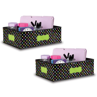 Teacher Created Resources Storage Bin, 16" x 11" x 5", Chalkboard Brights, Pack Of 2