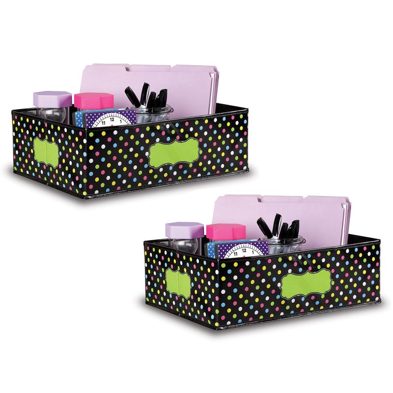 Teacher Created Resources Storage Bin, 16" x 11" x 5", Chalkboard Brights, Pack Of 2