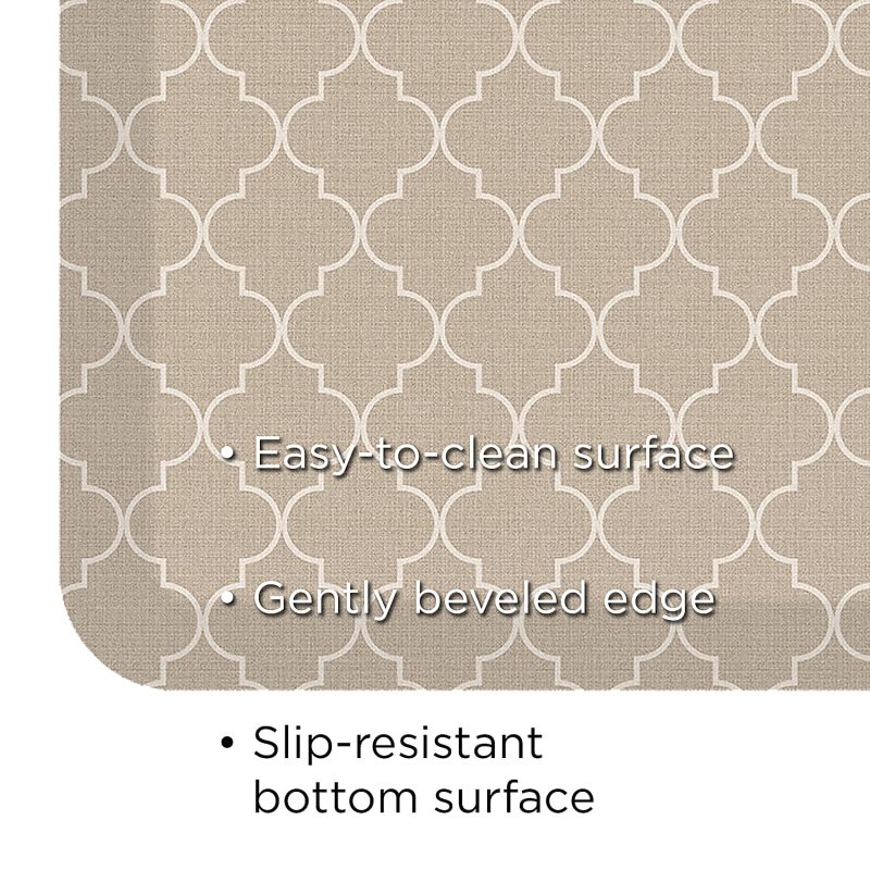 GelPro Designer Comfort Polyurethane Anti-Fatigue Mat For Hard Floors, 20” x 32”, Trellis Khaki - Image 3
