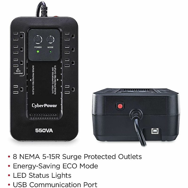 CyberPower EC550G Ecologic UPS Systems - 550VA/330W, 120 VAC, NEMA 5-15P, Compact, 8 Outlets, PowerPanel® Personal, $100000 CEG, 3YR Warranty - Image 6