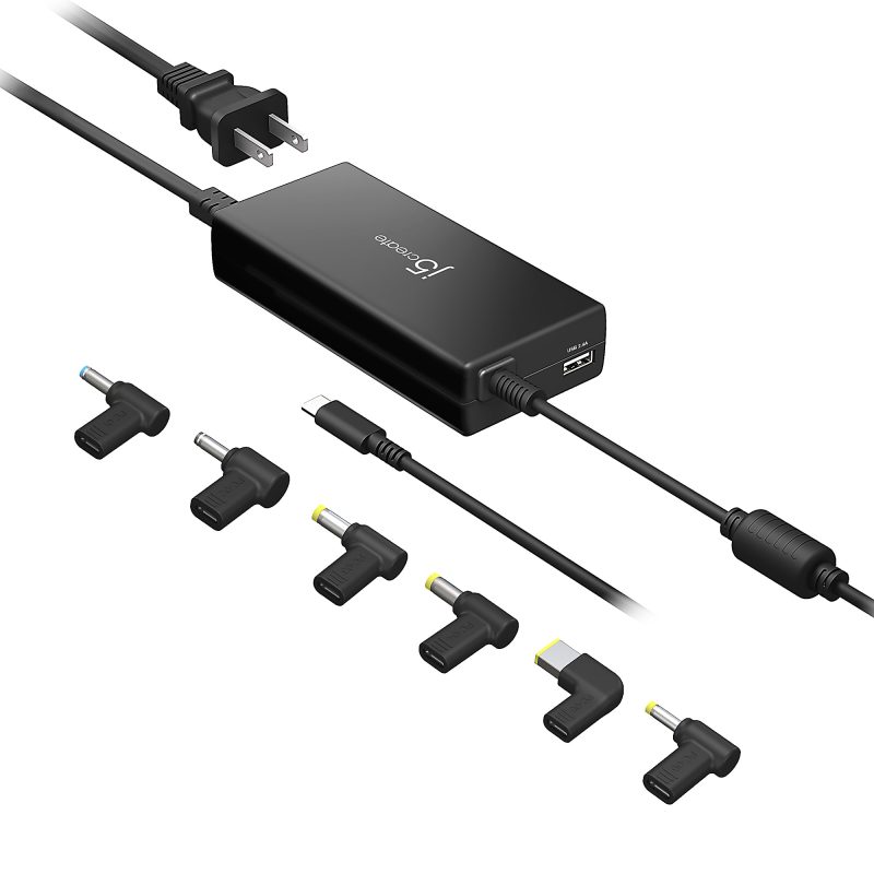 j5create 100W PD USB-C Super Charger With 6 DC Connectors, Black, JUP2290DC - Image 2