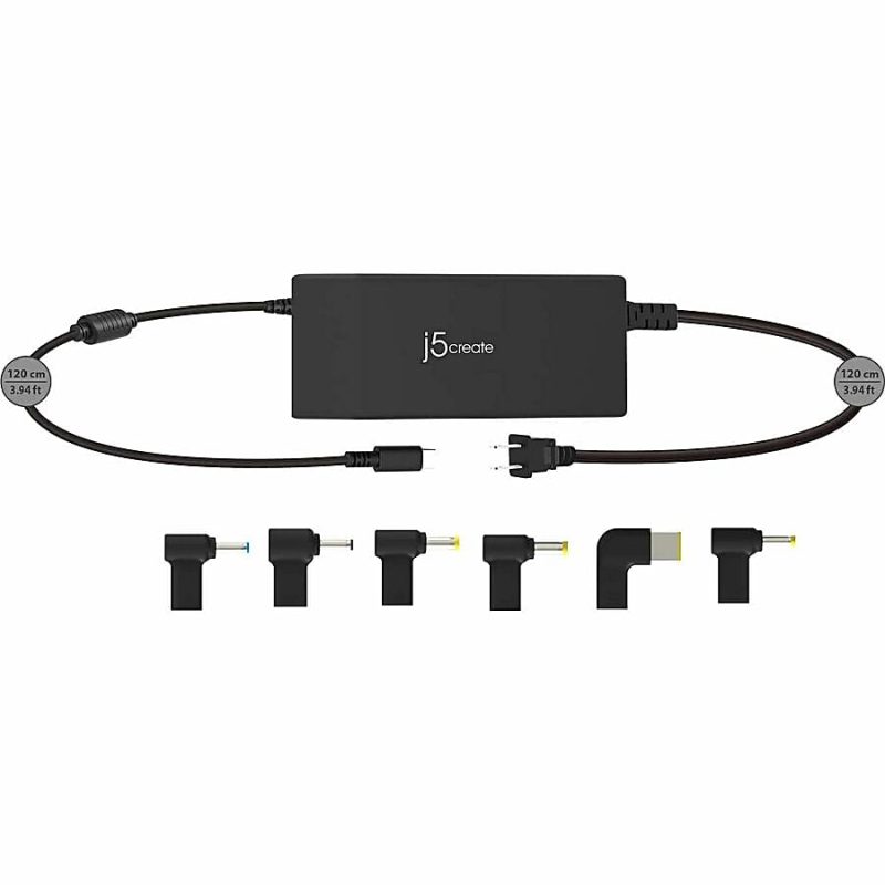 j5create 100W PD USB-C Super Charger With 6 DC Connectors, Black, JUP2290DC - Image 7