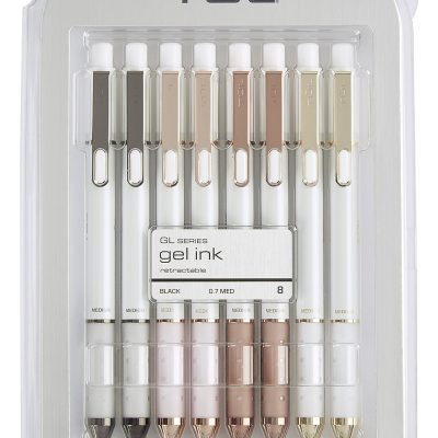 TUL® GL Series Retractable Gel Pens, Medium Point, 0.7 mm, Silver Barrel, Assorted Standard & Bright Ink Colors, Pack Of 14 Pens - Black,8