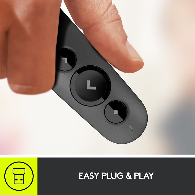 Logitech® Laser Class 1 R500s Bluetooth® & USB Presentation Clicker, 4-7/8”H x 1-1/2”W, Black - Image 2