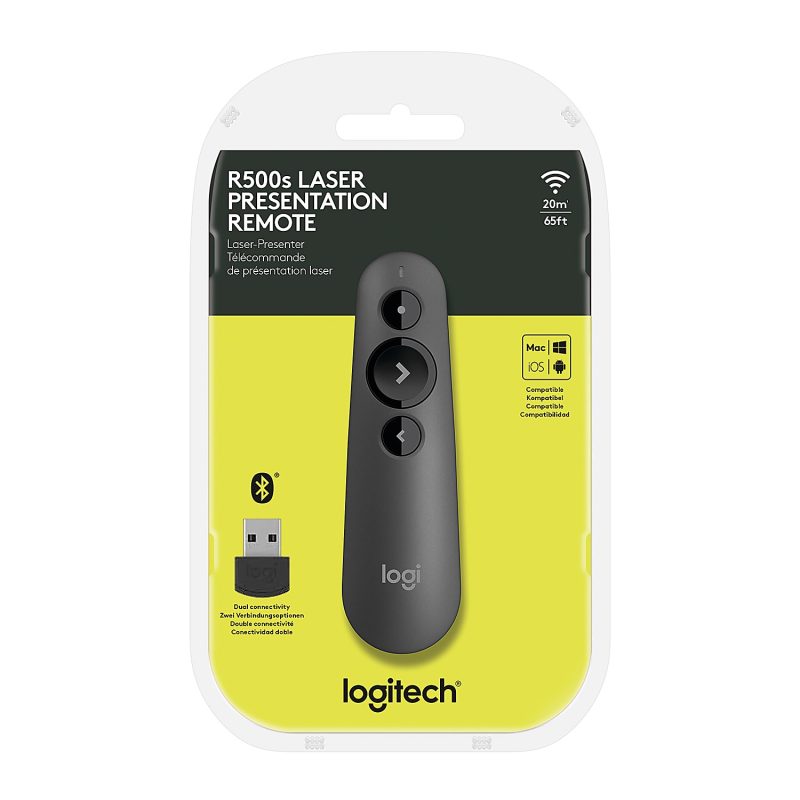 Logitech® Laser Class 1 R500s Bluetooth® & USB Presentation Clicker, 4-7/8”H x 1-1/2”W, Black - Image 9