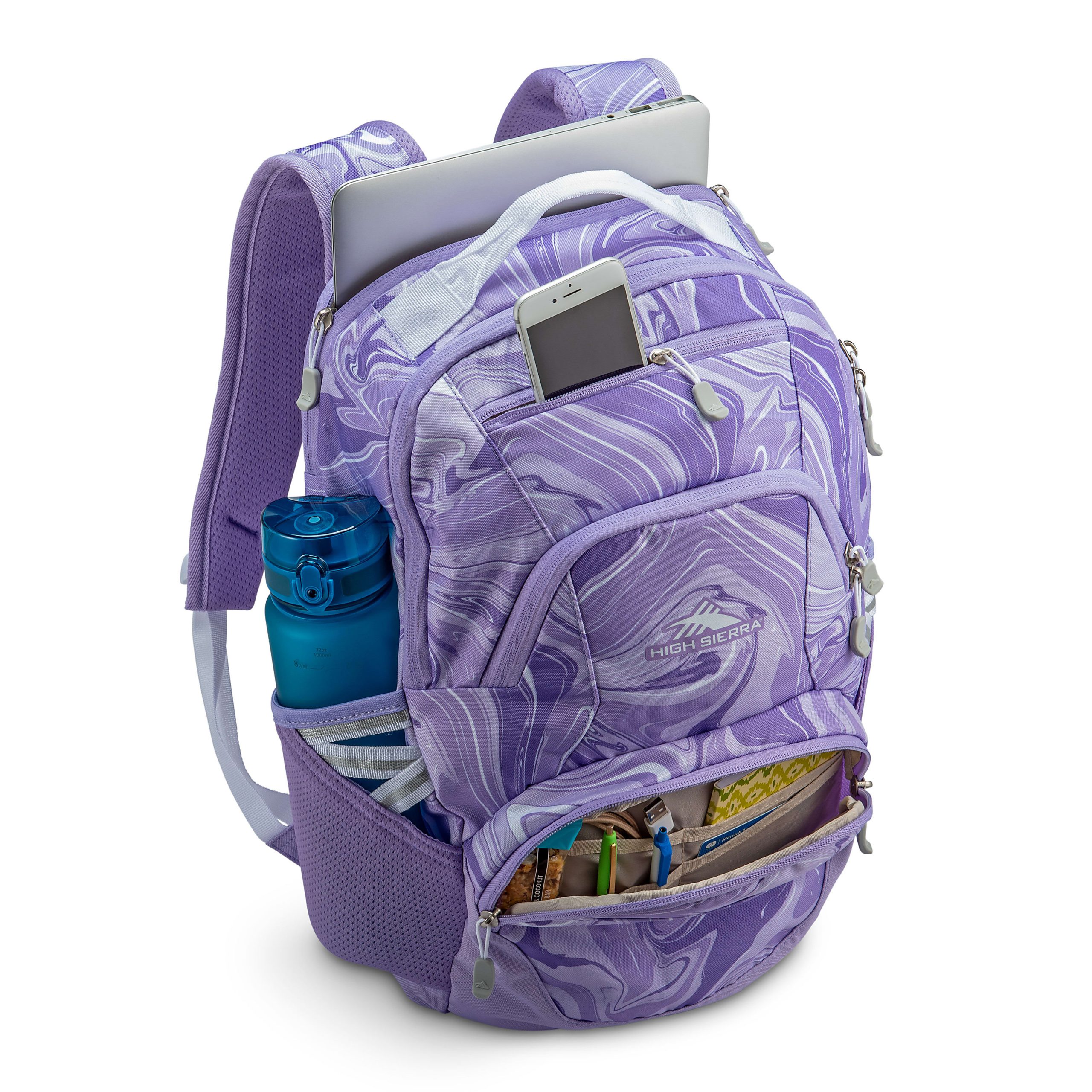 High Sierra Swoop Backpack With 17" Laptop Pocket, Marble Lavender - Image 2