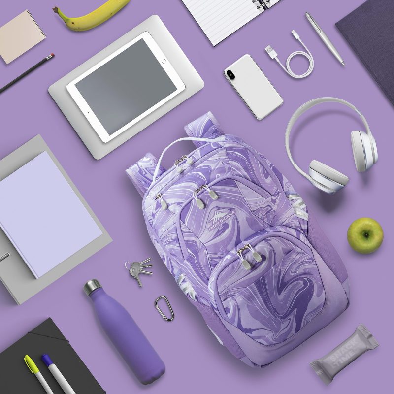 High Sierra Swoop Backpack With 17" Laptop Pocket, Marble Lavender - Image 6