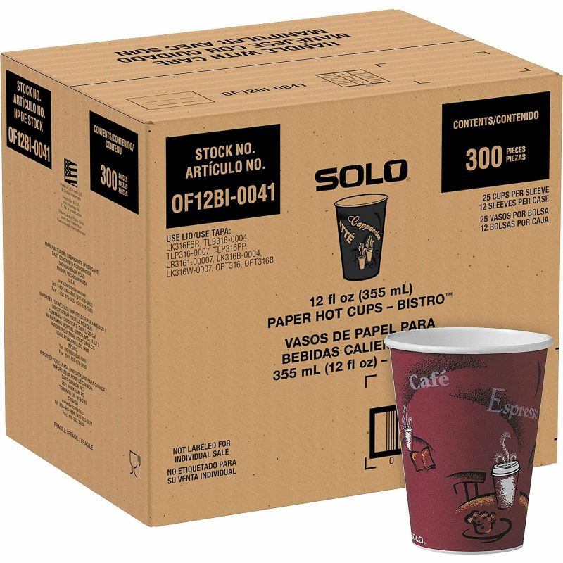 Solo Cup Paper Hot Cups, 12 Oz, Maroon, Carton Of 300 Cups - Image 2