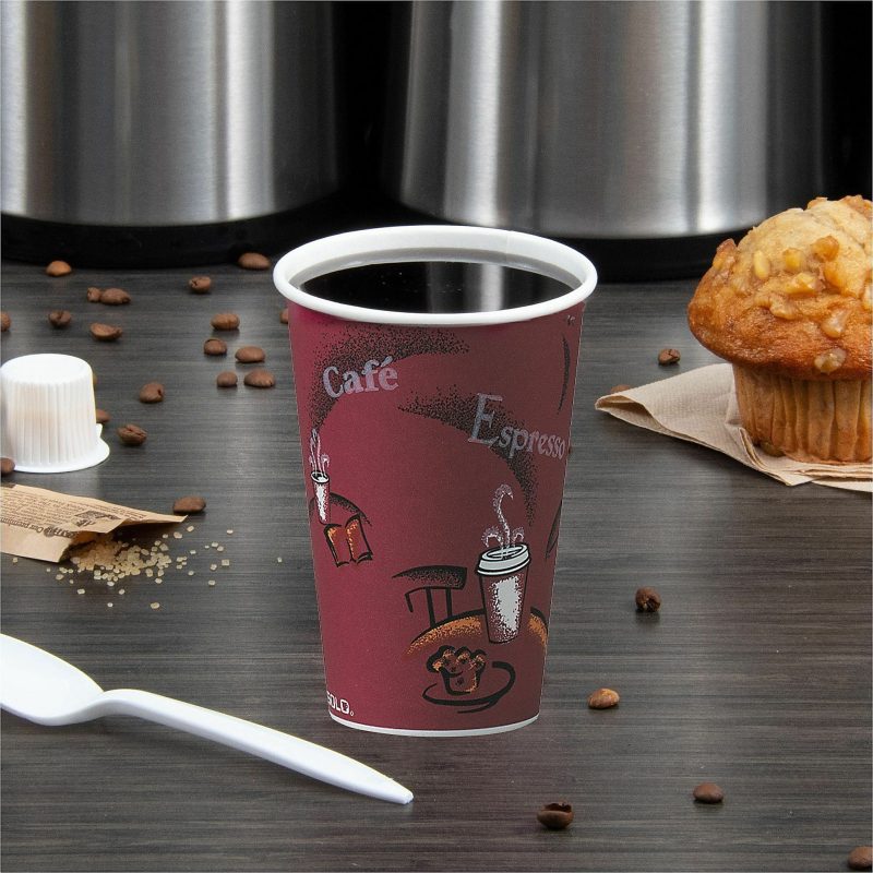 Solo Cup Paper Hot Cups, 12 Oz, Maroon, Carton Of 300 Cups - Image 3