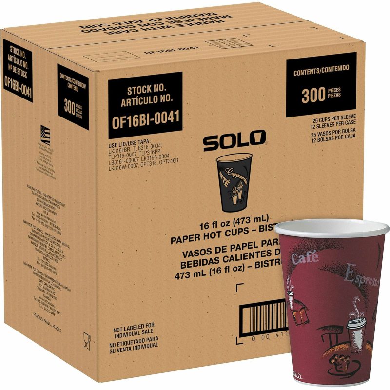 Solo Cup Paper Hot Cups, 16 Oz, Maroon, Carton Of 300 Cups - Image 2
