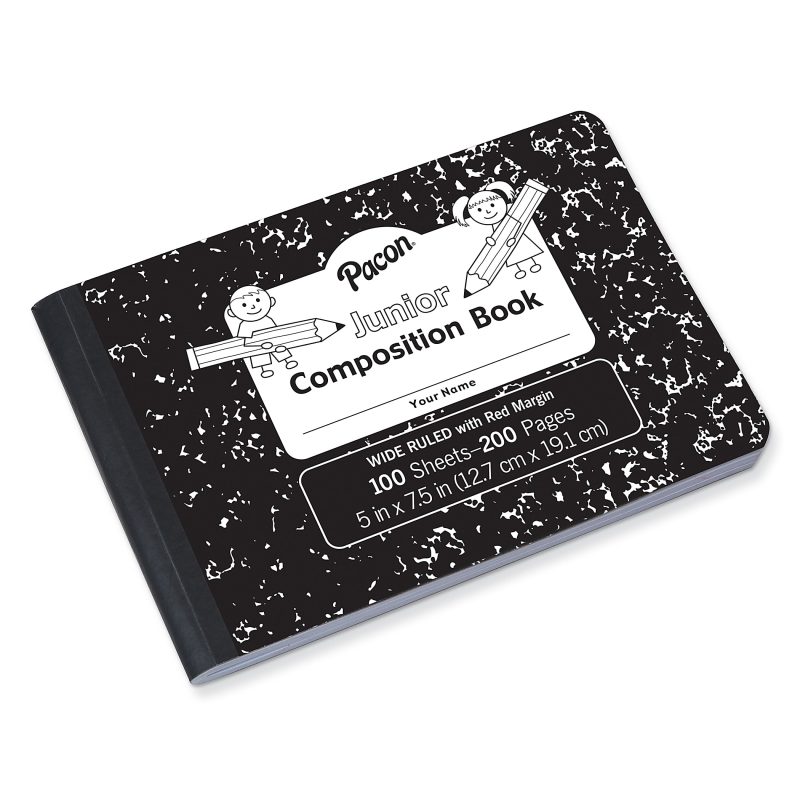 Pacon® Junior Composition Books, Wide Ruled, 5" x 7-1/2", Black Marble, 100 Sheets, Pack Of 12 Books - Image 2