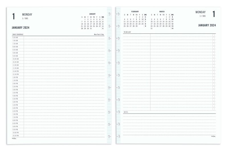 2024 TUL® Discbound Daily Planner Refill Pages, Half-Hourly Appointment Times, Letter Size, Fashion, January To December