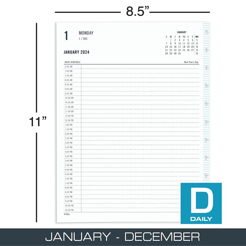 2024 TUL® Discbound Daily Planner Refill Pages, Half-Hourly Appointment Times, Letter Size, Fashion, January To December - Image 2